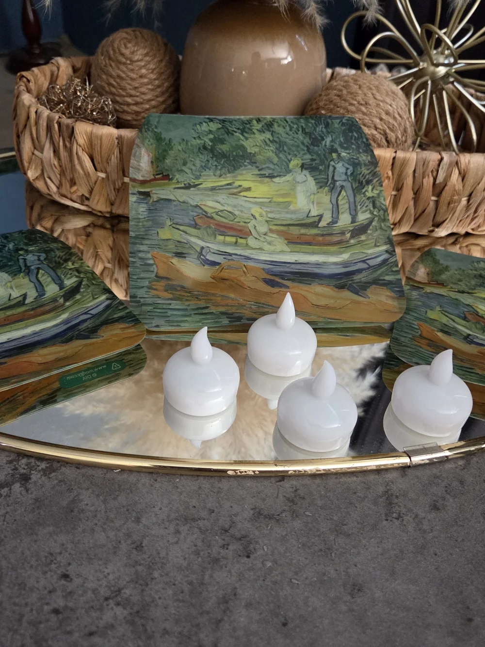 Van Gogh Luminary Lantern Set w/ LED Candles | Mood Lighting | Open Box